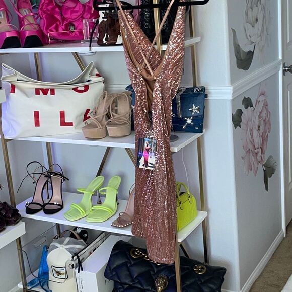 Naked Wardrobe Sequin Mini with Thigh Split, SZ M - Picture 8 of 9